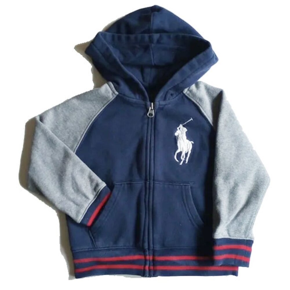 Polo Ralph Lauren Big Pony Logo Zip Up Hoodie Sweatshirt Varsity Jacket 3 3Y 3T
